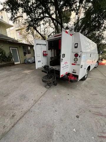 Magnet Plumbing service vehicle on-site for Slab Leak Repair in Capistrano Garden Homes